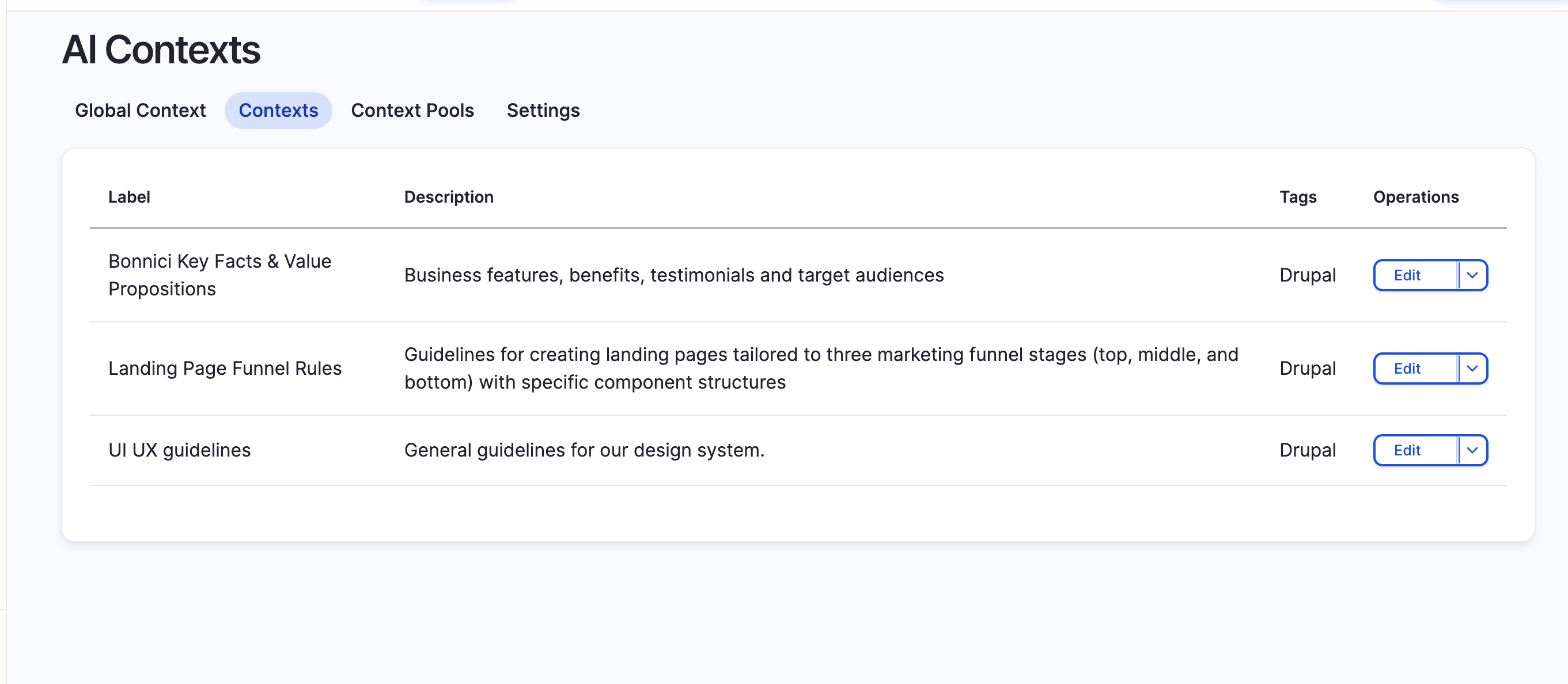 AI Context Admin Interface