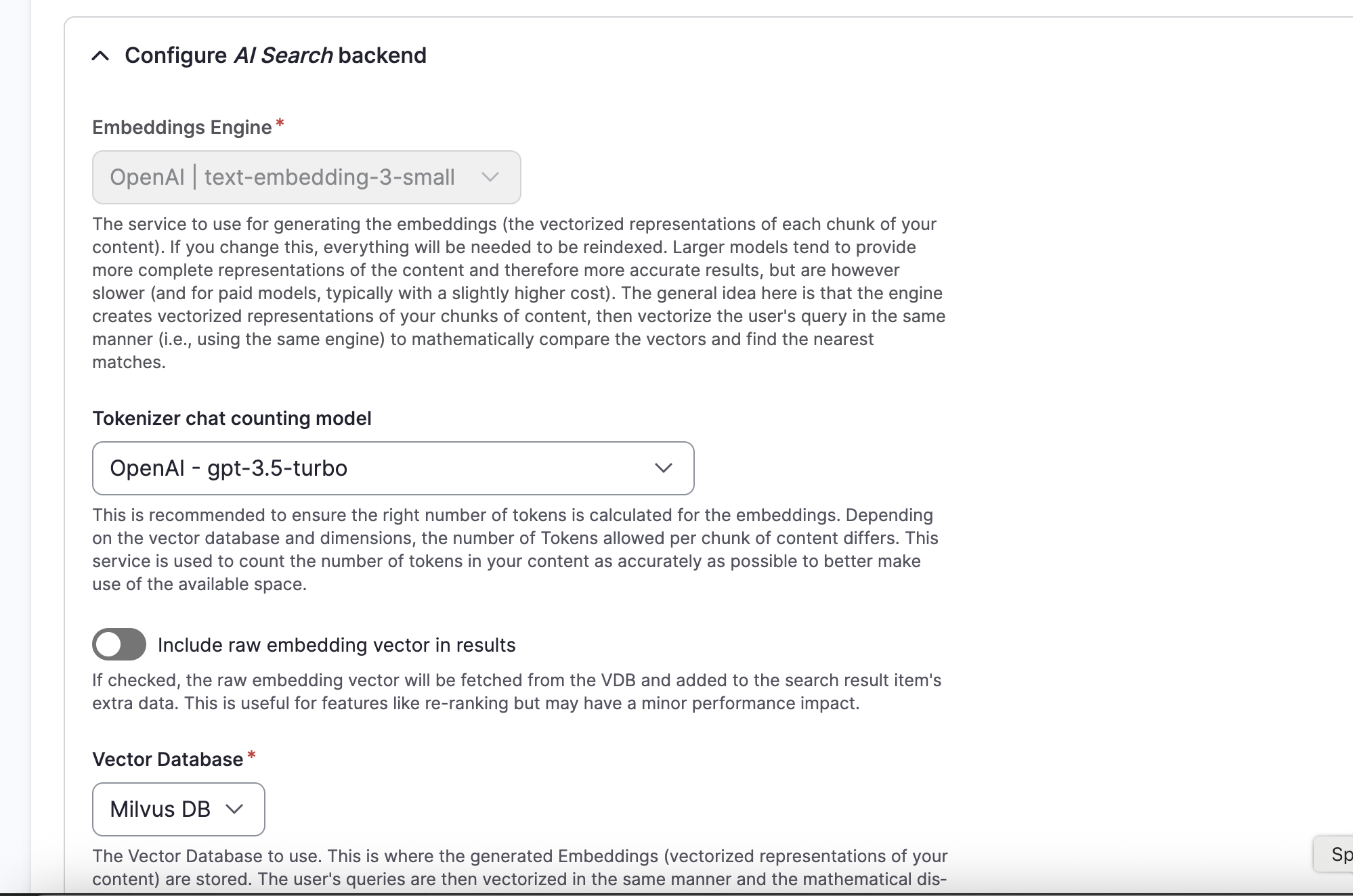 AI Search Backend Configuration