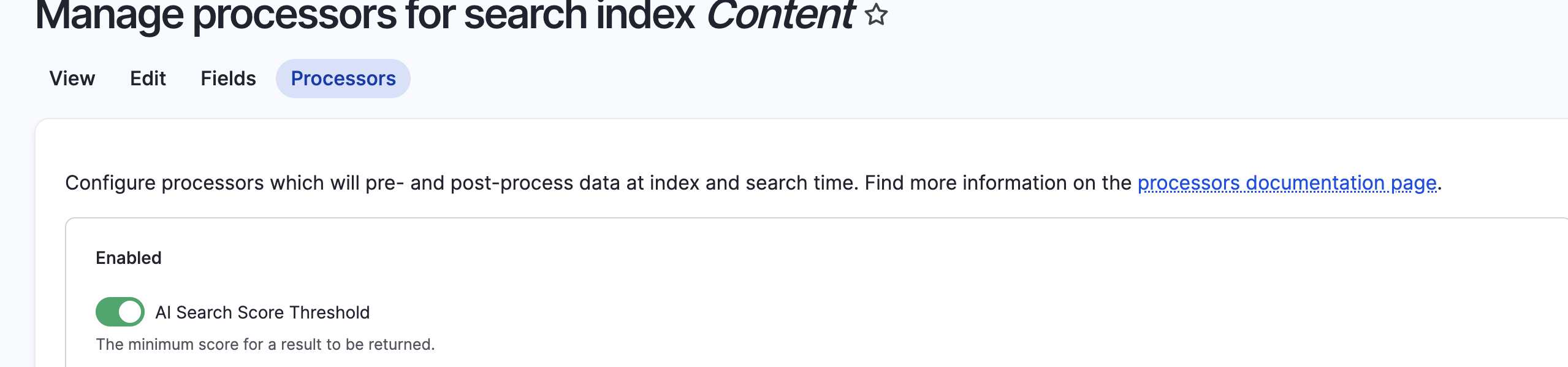 Processors Configuration